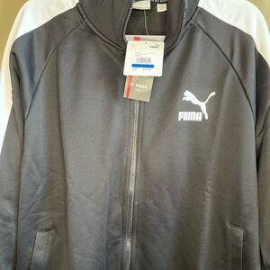 New full zip- Puma Black and White Performance Jacket with Stand-Up Collar-